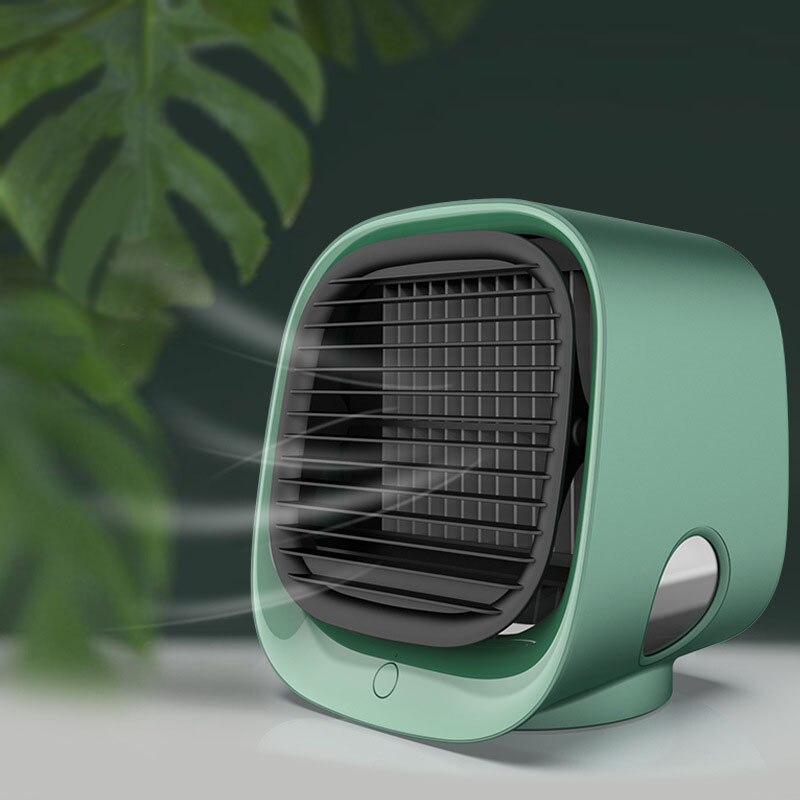 Mini ar condicionado portátil, ventilador refrigerador de ar usb desktop umidificador purificador verão ar ventilador resfriador com tanque de água para casa escritório: Green