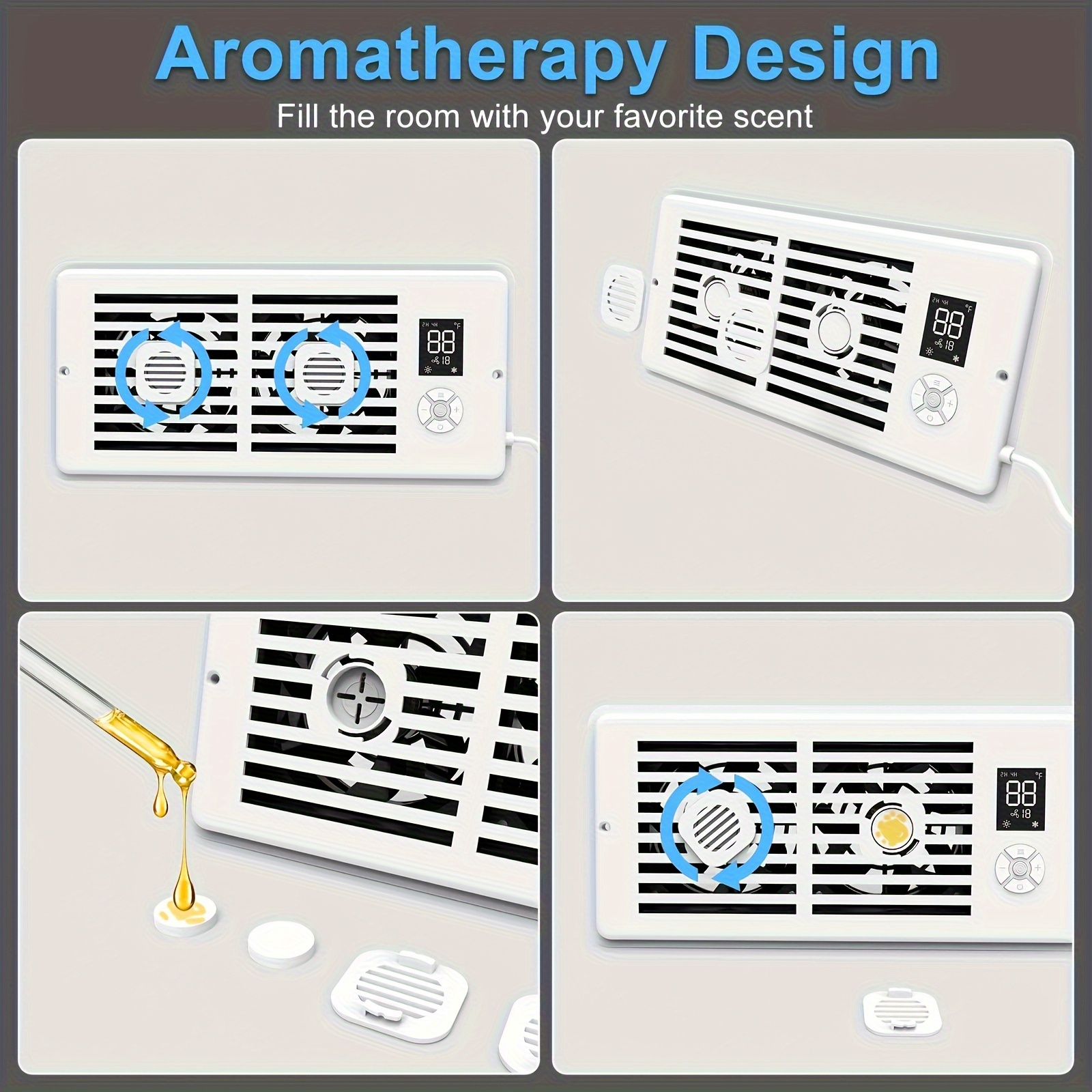 Home intelligent silent fan with aromatherapy duct booster, intelligent constant temperature control ventilation fan booster
