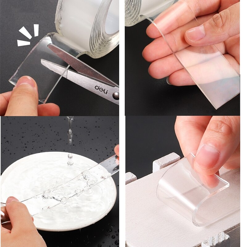 Nano – ruban adhésif magique Double face Transparent, sans Trace, acrylique, étanche, lavable, décoration de la maison, 1M / 3M / 5 M