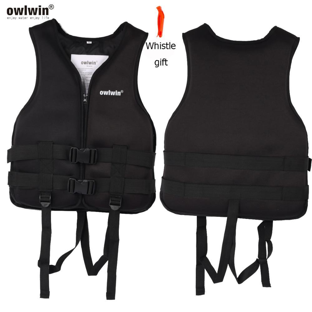 2022 Neoprene Life Jacket for children and adult Outdoor rafting swimming snorkeling wear fishing Kayaking Boatin suit: black / L(50-70KG)