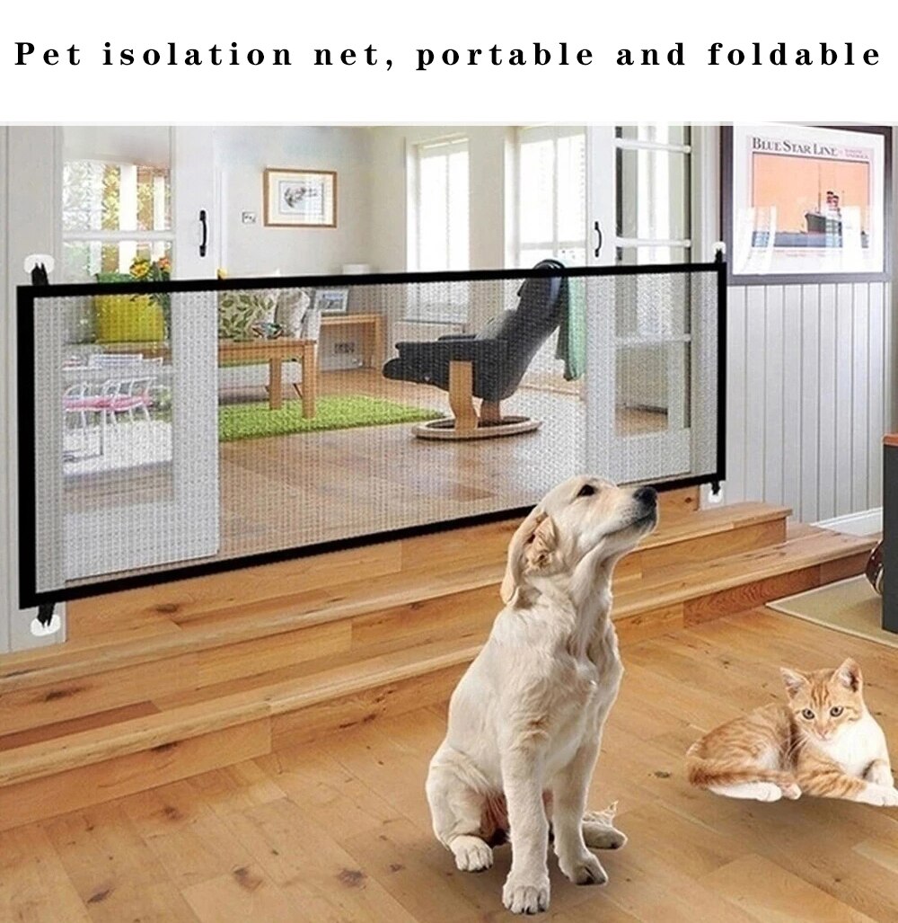 Pet dog and cat door stop portable folding isolation net dog fence indoor and outdoor safety protection pet safety fence pet sup