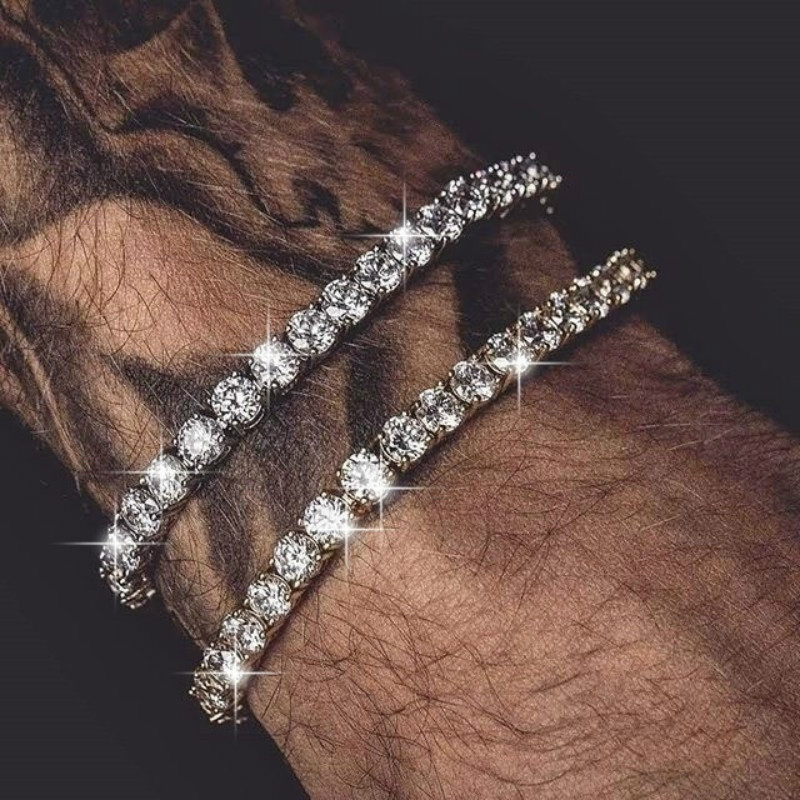 anca salto 1riga Roma Bling CZ ghiacciato fuori con Strass cubo Zirconia Bracciale tennis Bracciali A Catena per Le Donne Degli Uomini Dei Monili di Natale regalo