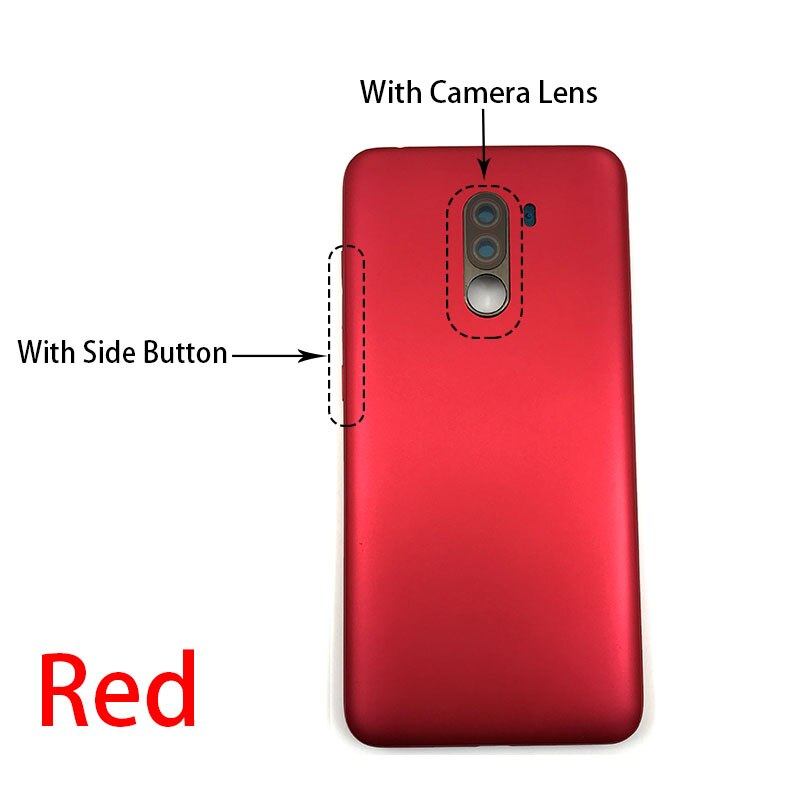 For Xiaomi POCOPHONE F1 Back Cover Battery Door Housing Case with side buttons Repair Parts: With Lens Red