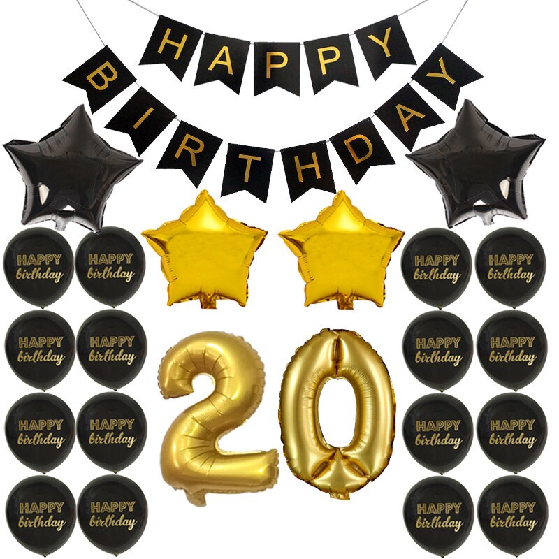 Happy Birthday Banner Balloon Adlut 33 30th Birthday Party Decoration 16 17 21 22 24 25 26 27 Years old Birthday Party Blloons: 20