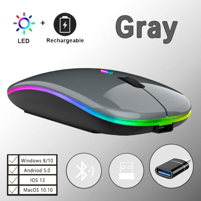 Wireless Bluetooth Mouse With Type-C to USB Adapter, USB Rechargeable With Bluetooth Gaming Mouse For MAC/Laptop/PC/Windows: green