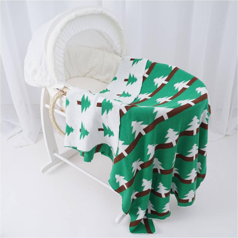 KlaringIns Katoen Gebreide Baby Blanke, herfst Winter Kinderwagen Deken Kinderen Patroon Cross/Clauds/Hart Beschikbaar 10 +: christmas tree