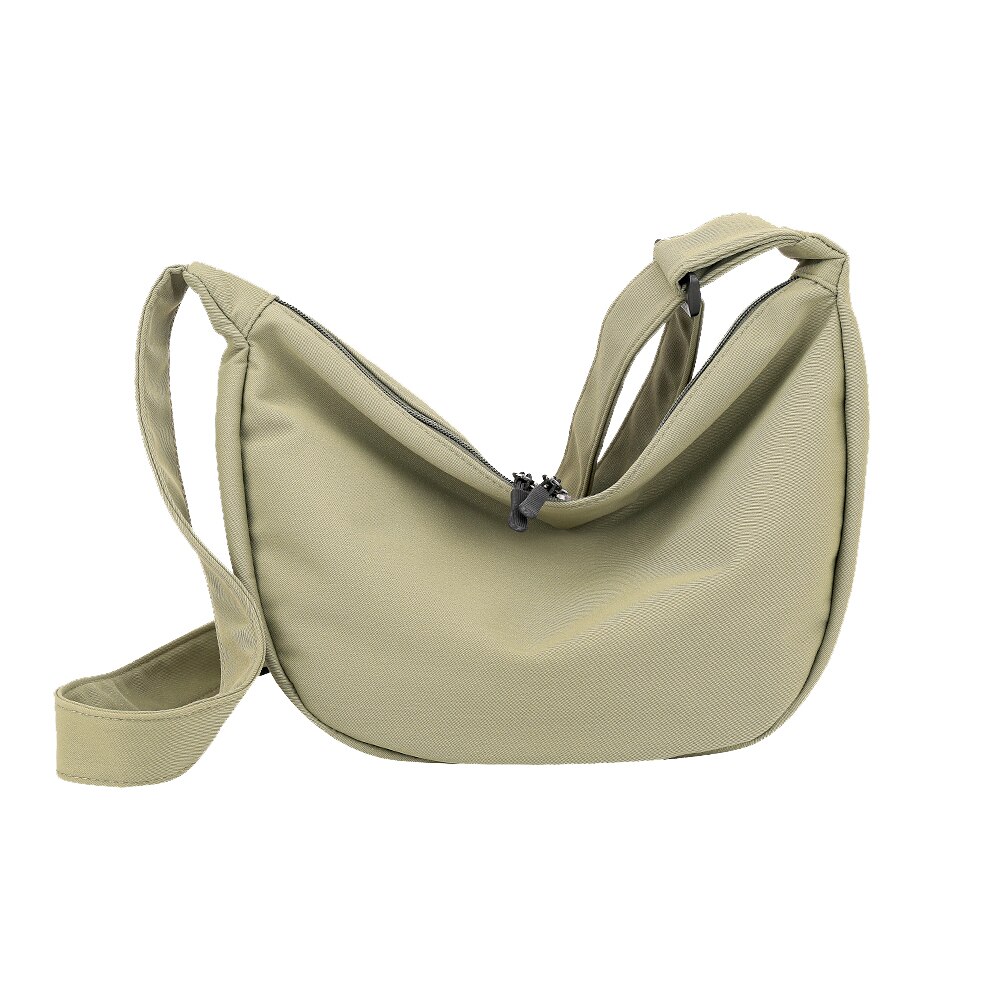 Eenvoudige, veelzijdige tas voor dames, schoudertas van canvas met grote capaciteit, hobo-crossbodytas voor dames: Legergroen