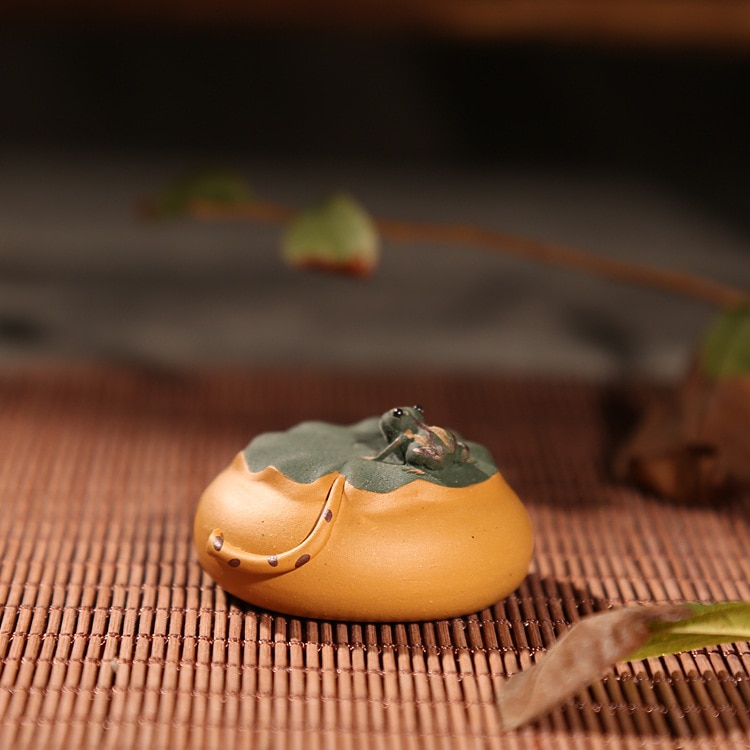 Yixing – théière en argile pour animal de compagnie, jeu de thé, feuille de Lotus, grenouille, décoration