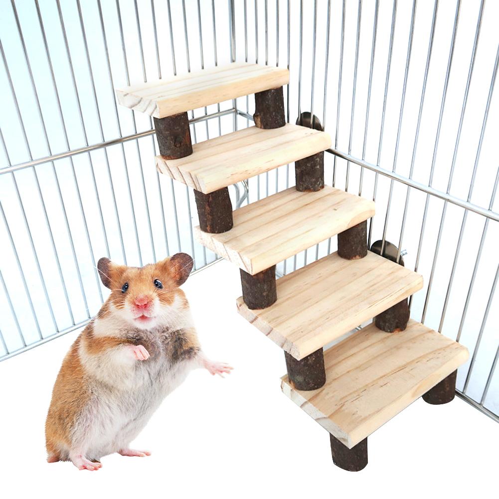 Cute Hamster Ladder Exercise Game Stairs Pet Toys Wooden Ladder Small Pet Stair Toy Small Animals Cage Accessories Pet Product: A