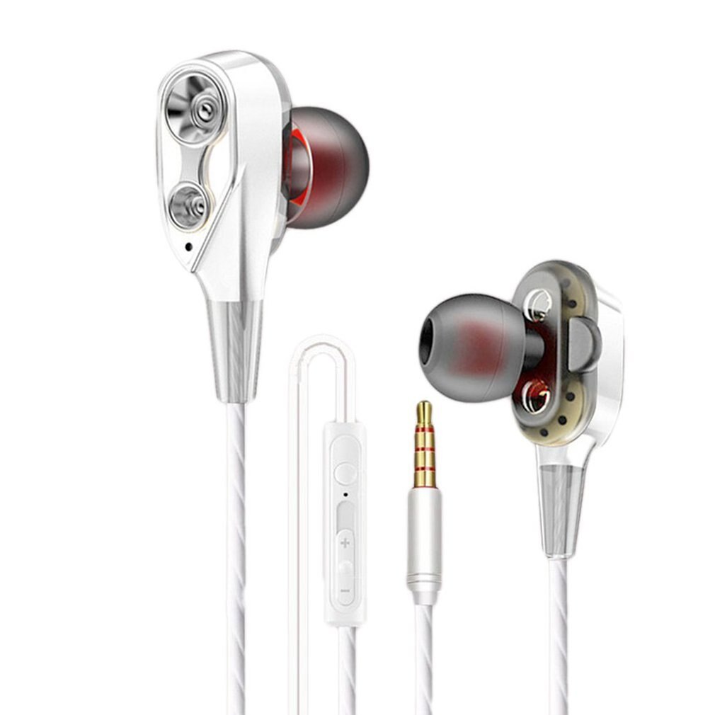 3.5mm Earphones With Microphone Dual Drive Stereo Wired Earphone In-ear Sport Portable Headset In-Ear Single Speaker: 1