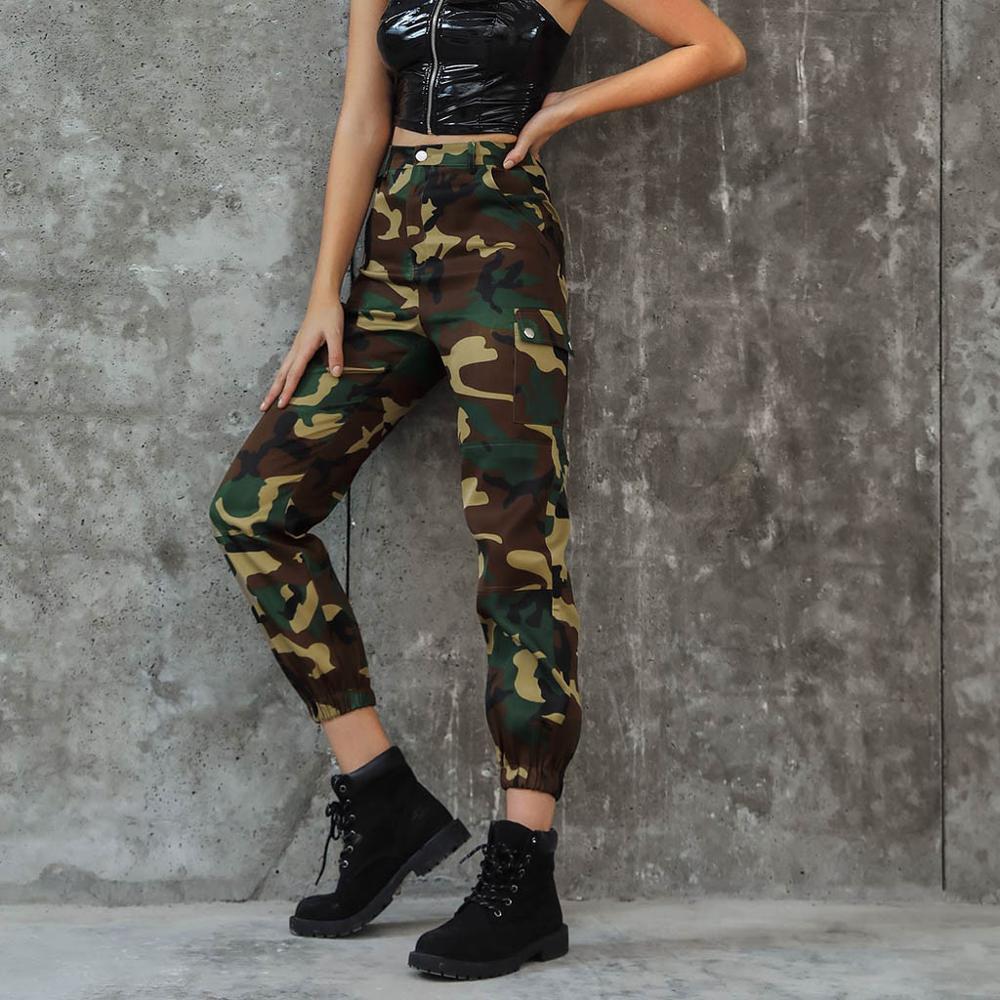 Frauen Casual Camouflage Druck Sport Lose Hosen Mit Tasche Damen Neue Hohe Taille Rennen Harem Hosen Für