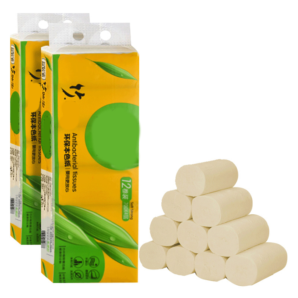 12 Rolls Toliet Paper 4-Layer Thicken Coreless Wood Pulp Paper Towel Household Toilet Paper Bathroom Kitchen Tissue