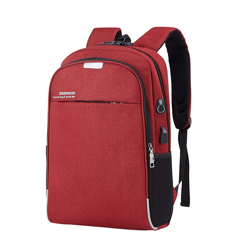 Mochila antirrobo de gran capacidad con carga USB, bolso para ordenador portátil de negocios, bolso escolar para hombres y mujeres, mochila de viaje para estudiantes: wine red 2