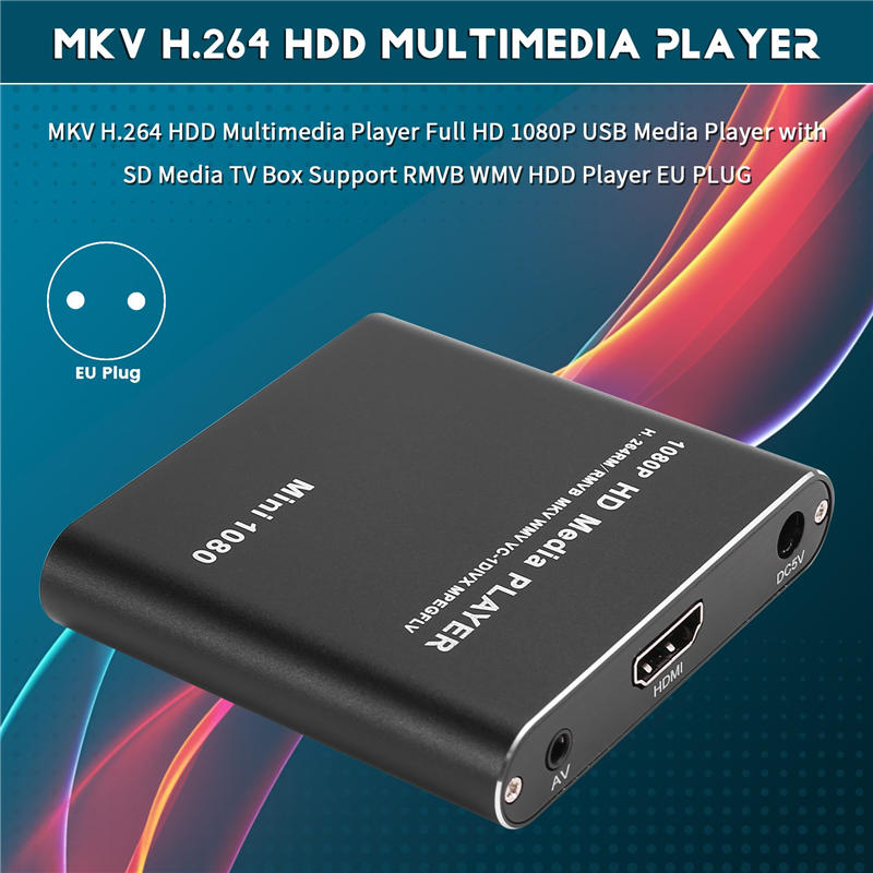 CABE-2X MKV H.264 HDD Multimedia Player Full HD 1080P USB Media Player With SD Media TV Box Support RMVB WMV HDD EU PLUG