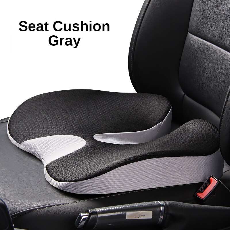 Premium Car Memory Foam Seat Cushion for Back Pain Coccyx Orthopedic Comfort Office Chair Seat Cushion Car Pillows Seat Set: Black Gray Cushion