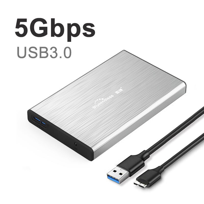 HDD Case 2.5” SATA HDD Enclosure USB 3.0 External HD 2Tb HDD Box Type C 3.0 Case Desktops Laptops External Hard Drive: U23T B-A Silver