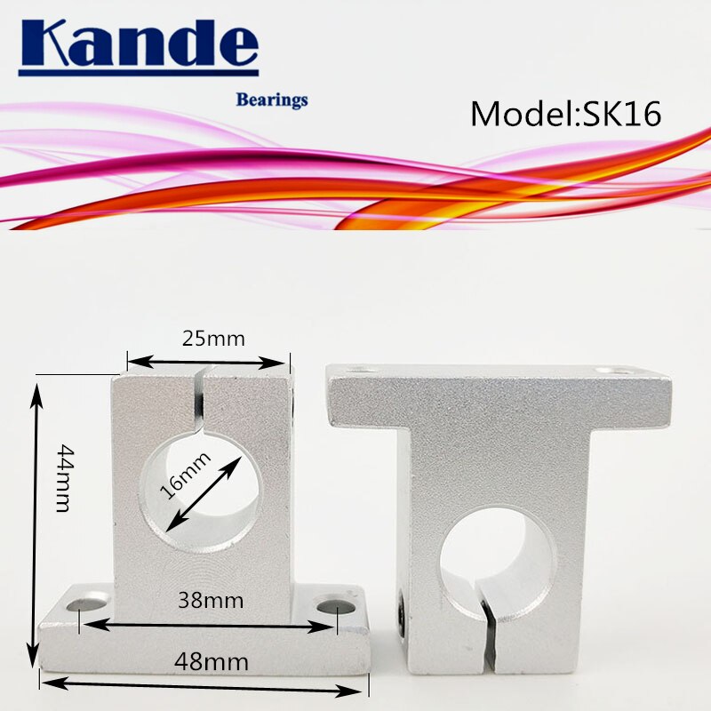 Rodamientos Kande 4 Uds SK16 16mm soporte de eje lineal para impresoras 3D deslizamiento SK16 16mm