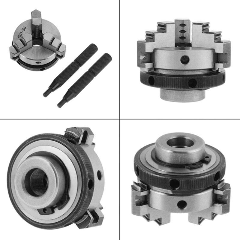 Mini 3 Jaw Lathe Chuck, K01-50 3 Jaw Woodworking Hand Chuck Hand ChuckScrew Rod Self Centering Chuck Tool M4YD