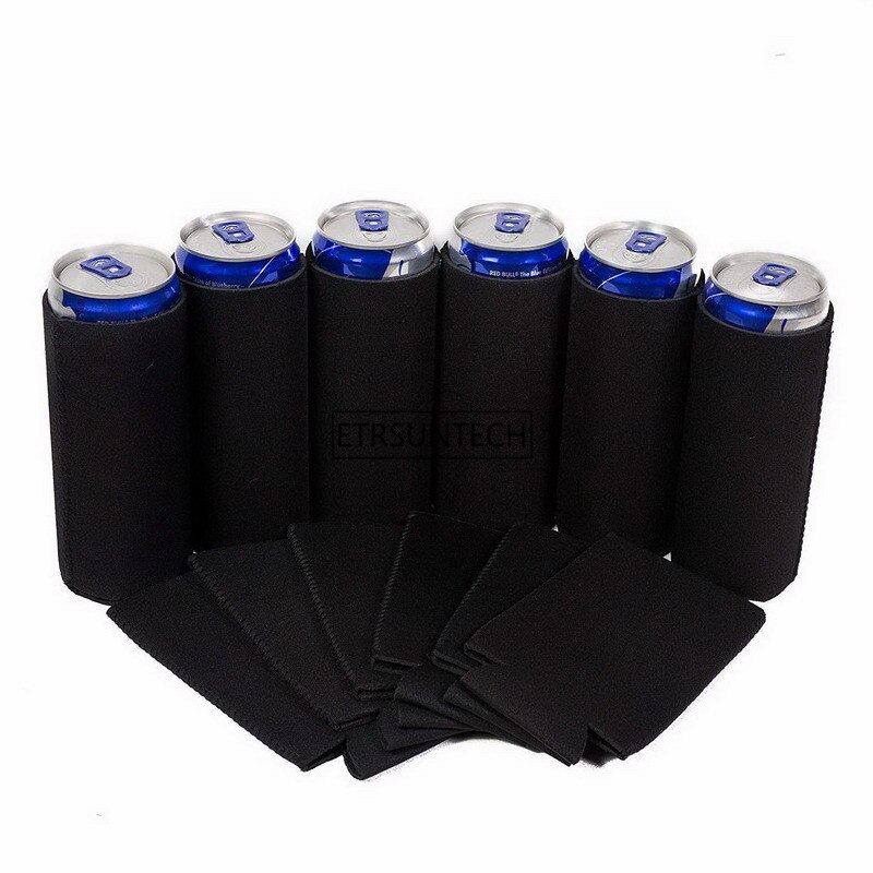 6/12PCS Black Neoprene Ultra Slim Can Sleeves Cooler Skinny Beer Can Covers For 12 oz Slim Red Bull Michelob Ultra White Claw