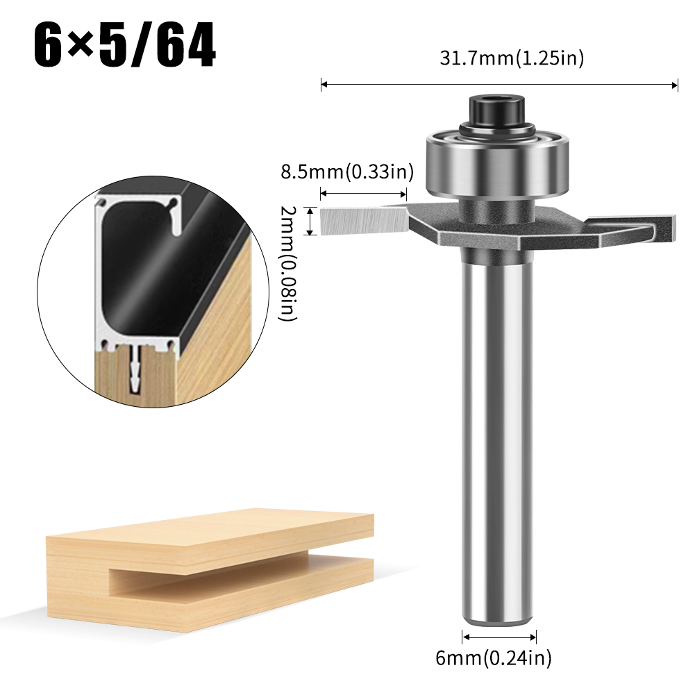 Vástago de 6mm y 12mm, fresa en forma de T de doble filo, herramientas de ranurado de rodamiento, fresa para carpintería, herramientas de carpintería: 35mm
