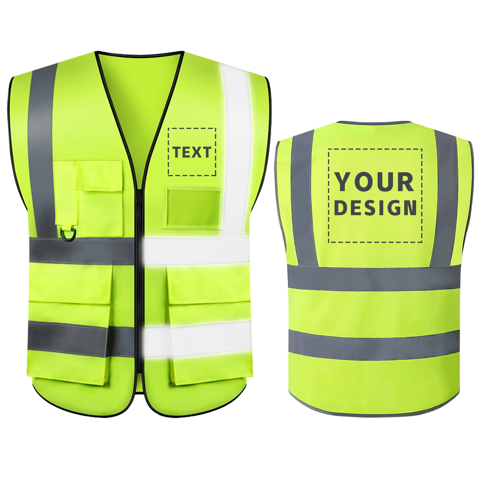 Custom Your Logo Reflective Safety Vest Construction Work Traffic Vest Railway Coal Miners Uniform Security ANSI Class 2