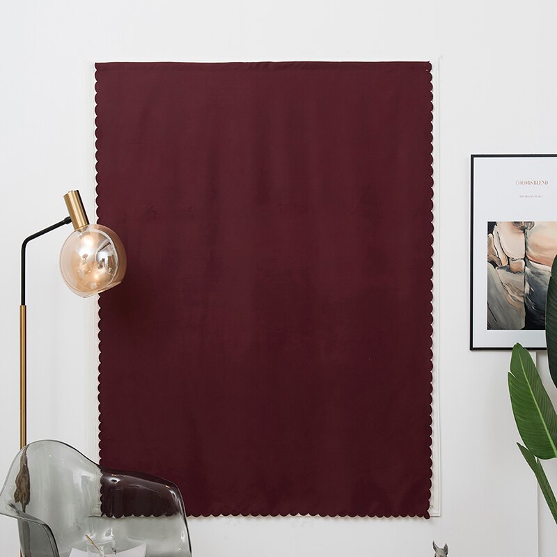 Klittenband Punch-Gratis Installatie Verduisteringsgordijn Stofdicht Effen Gordijnen Voor Keuken Slaapkamer Woonkamer Raam 6 kleuren: Wine Red