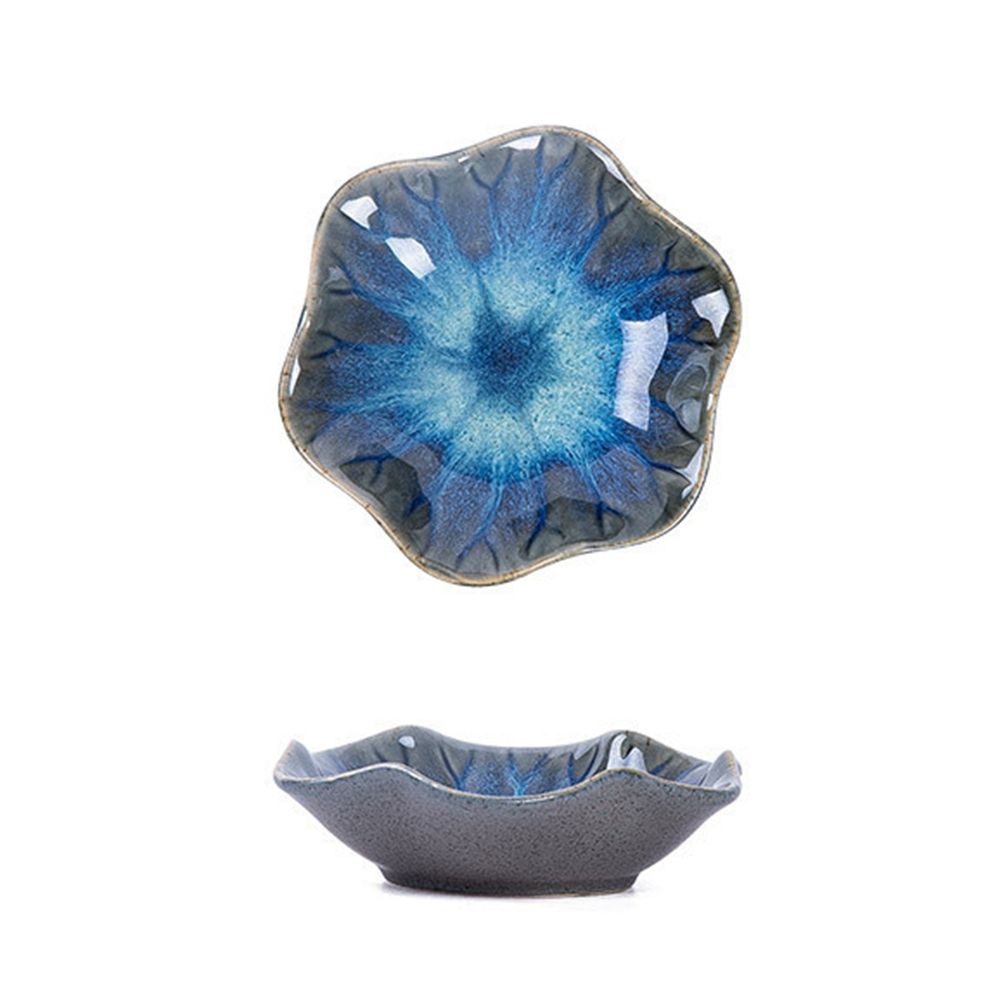 Plato pequeño de cerámica con forma de flor, plato de salsa de estilo europeo original para vinagre, sabor a soja, utensilios de cocina: 2