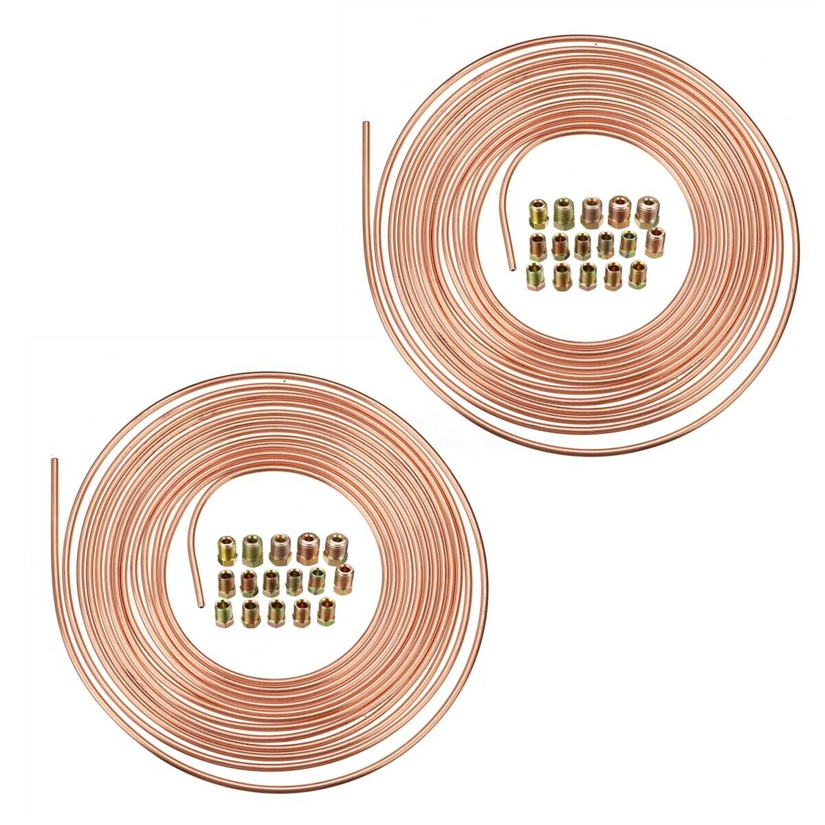 Copper Nickel Brake Line Tubing Kit - 3/16" OD 25ft Roll With Fittings