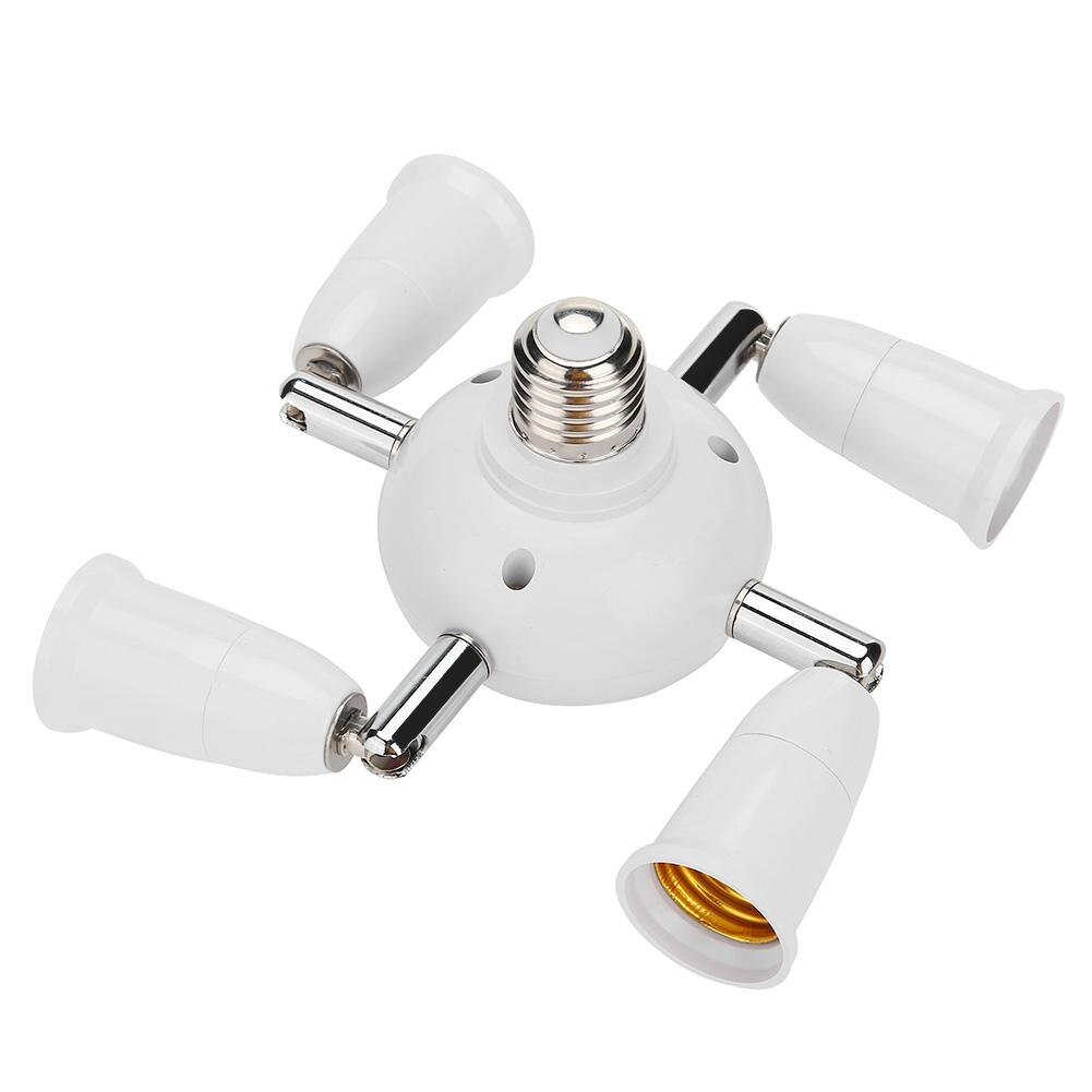 7 i 1 justerbar  e27 splitter 5/7 hoveder lampe base forlænget led pærer fatning splitter holder adapter konverter fatning: 5 hoveder