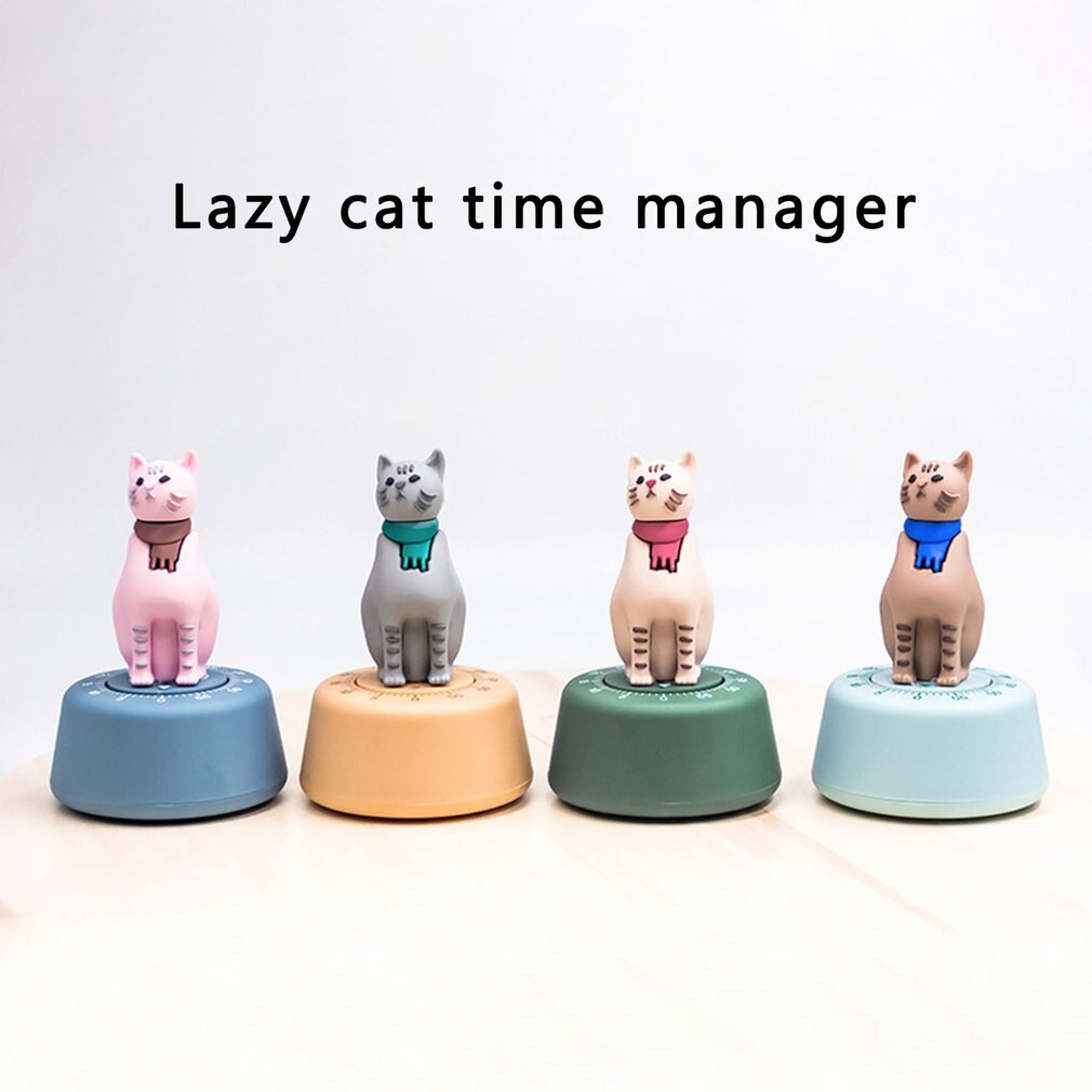 Lazy Cat Timer Lesson Time Manager Kitchen Timer Mechanical Reminder Cute Cartoon Timer Kitchen Tools