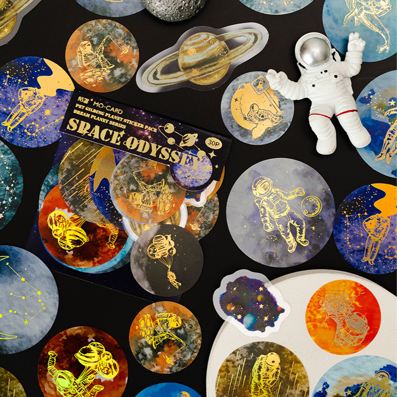 30Pcs Gekleurde Astronomie Stickers Universe Washi Stickers Van Ruimte Galaxy Planeten Esthetische Decoratie Voor Album Laptop Plakboek