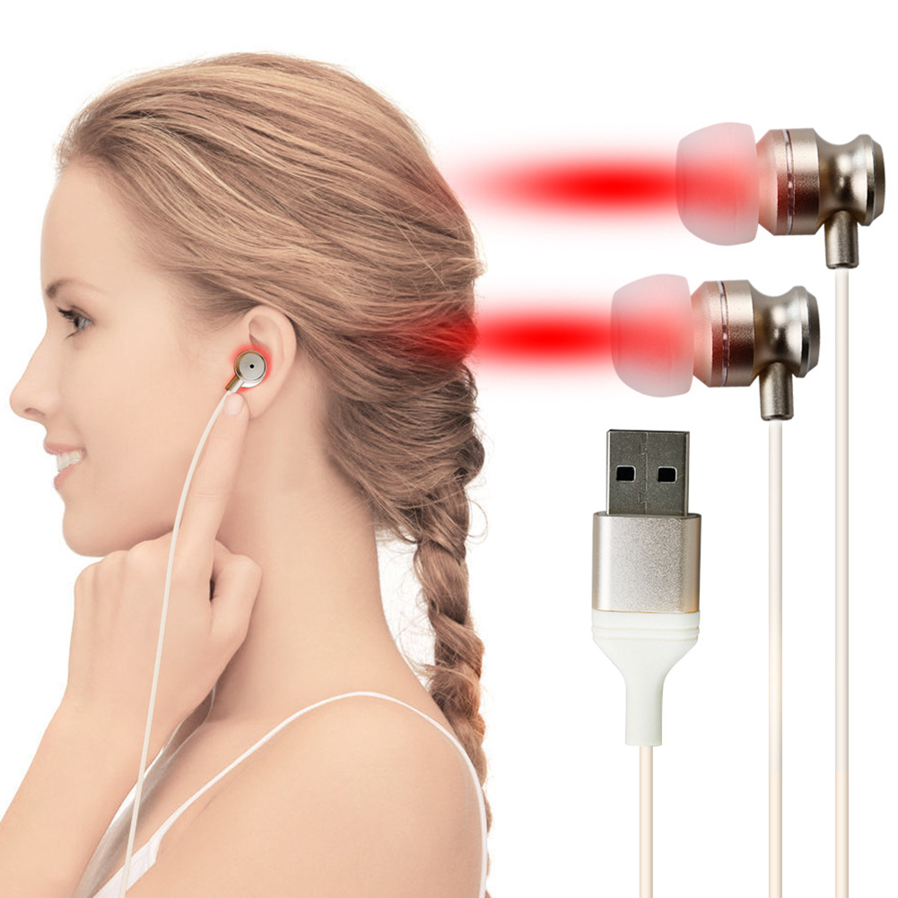 Tinnitus infrared earplugs usb + type c with silicone ear canal cover, red light therapy 650 nm red light ear therapy devices