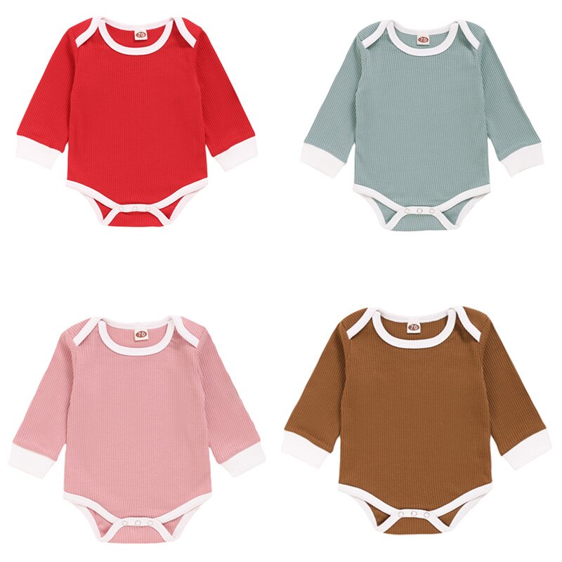 Unisex Baby Boy Girl Kleding Solid Gebreide Lange Mouw Romper Een Stuk Bodysuit Tops Jumpsuit Een Stuk Outfit Fall Winter