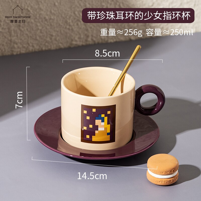 Copos de café de luxo cerâmica criativa bonito serviços de café caneca de chá reutilizável chá da tarde conjunto de xícara de café: Style 3