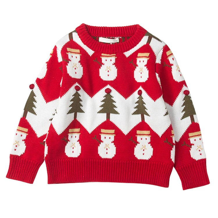 År familie juletrøjer julestrikkede varme broderier voksne børn pulloversweatshirt mor og pige sweatere: Rød / Mor l