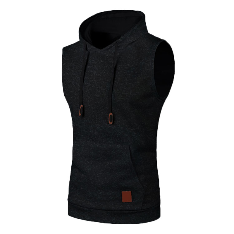 Heren mouwloze hoodies mode casual hooded sweatshirt heren bodybuilding tanktop sportief shirt vest vest gym: XL / Beige