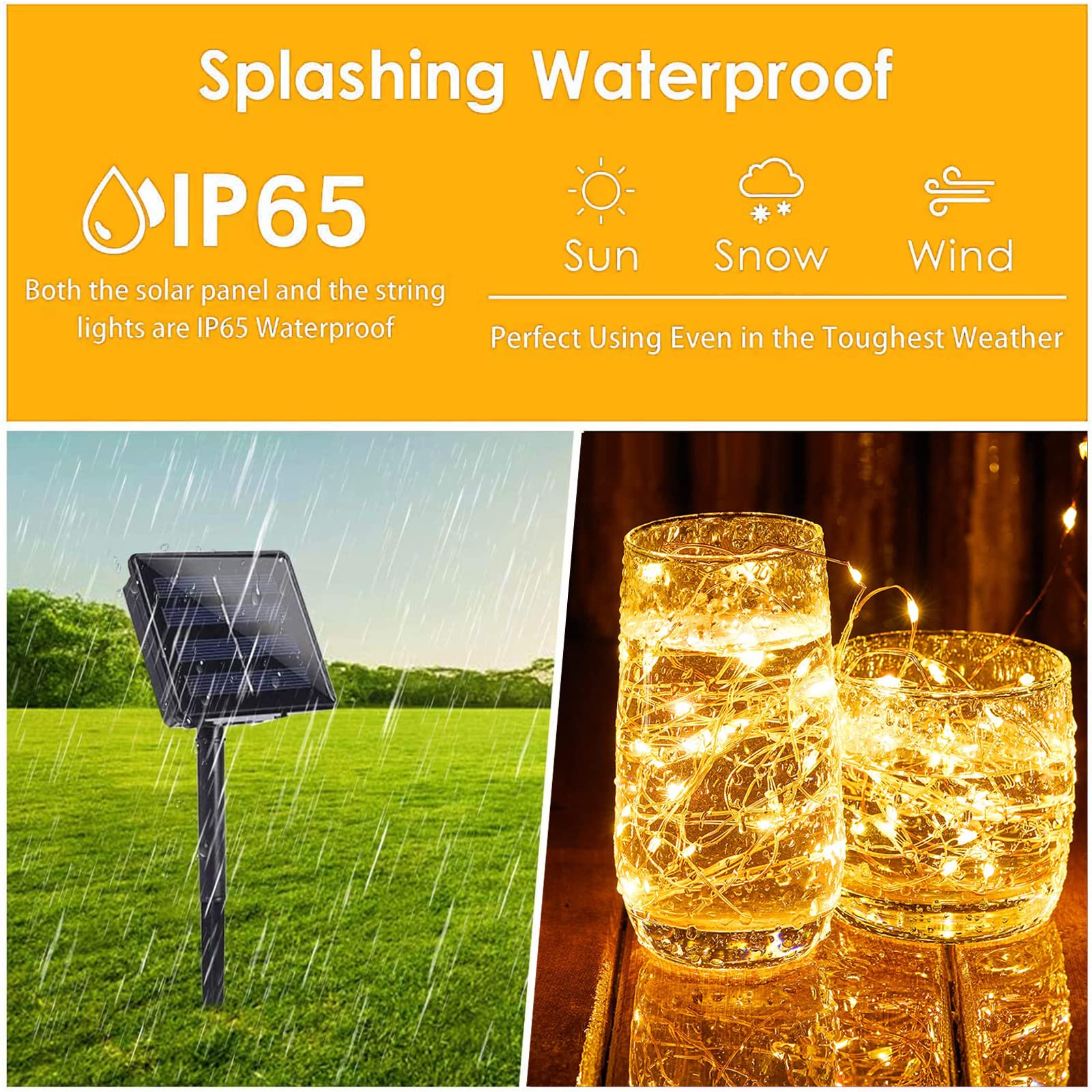 1/2/4pc Solar String Lights Outdoor LED Solar Twinkle Lights Outside Waterproof 8 Modes Fairy Decoration for Garden Yard Wedding