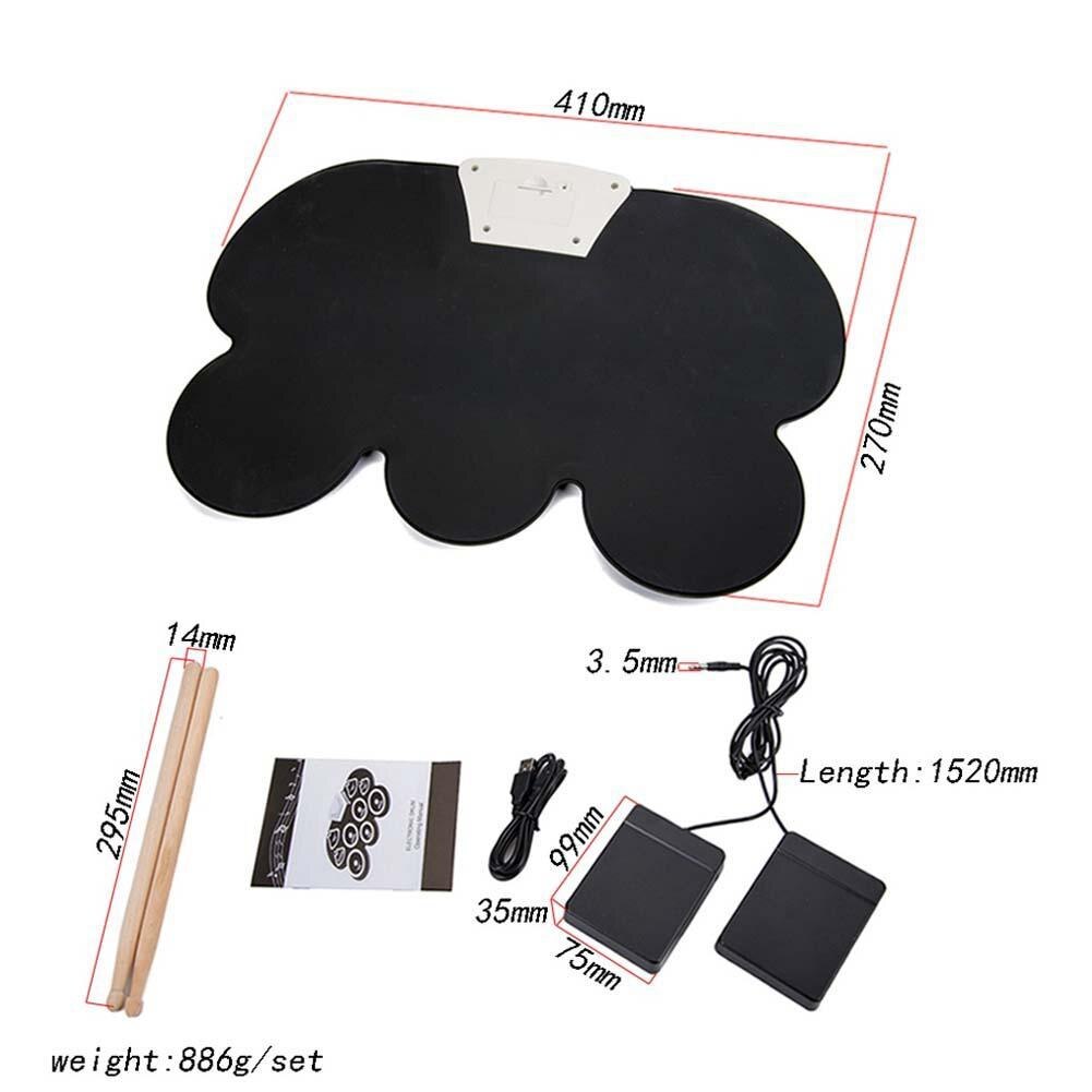 Portable Electronic Drum Drumstick Foot Pedal G101 Silicone Roll Up Drum Pads Set with Sticks Musical Instrument Accessories