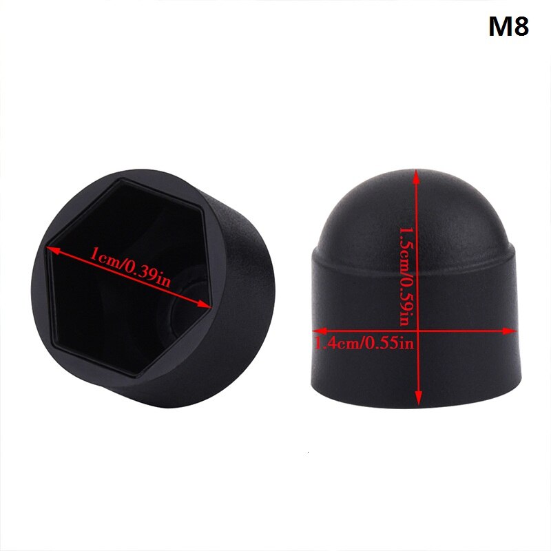 Ns modify 10 stk/sæt universal auto skrue beskyttelse hætter  m8 m10 bolte møtrikker hoved hætter dæksel sort bil interiør tilbehør: Sort