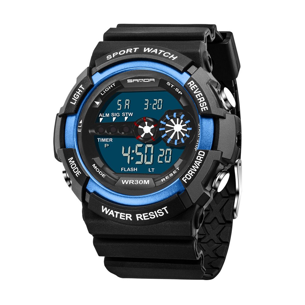 Heren Sport Horloge Led Digitale Datum Alarm Display Waterdichte Horloges Mannelijke Multifunctionele Elektronische Pols Klok Reloj Hombre Homme: Blue