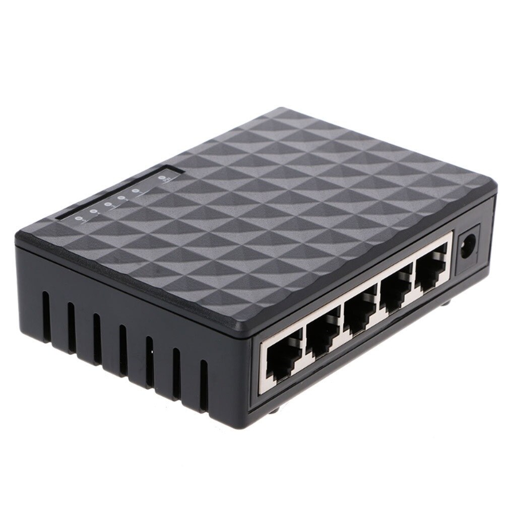 RJ45 MINI 5-Ports Fast Ethernet Network Black Switch Hub For Desktop PC