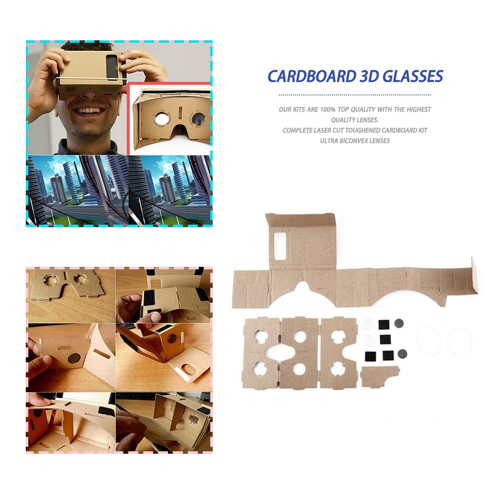 DIY Google Cardboard Virtual Reality VR Mobile Phone 3D Clear Viewing Glasses For 5.0&quot; Screen Google VR 3D Glasses