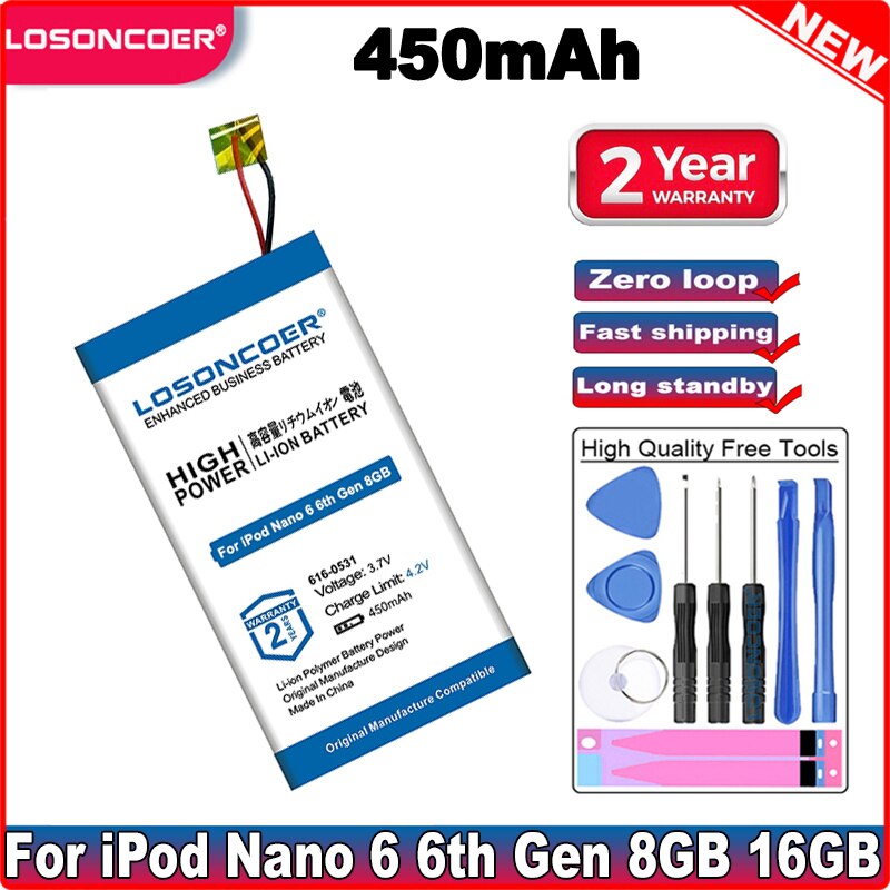 500mAh 616-0337 Battery For Apple ipod Nano 3 3G 3rd 3Gen Generation 3TH A1236 1 2 A1199 4 5 5th 6 6th 7 7th A1446 Battery: For iPod Nano 6 6th