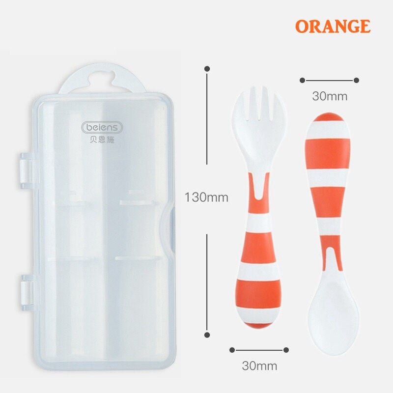 Beiens 2 stk bløde baby skeer mad fleksibel kvalitet silikone fodring ske retter bordtøj til spædbarn bestik bestik suppe slev: Orange