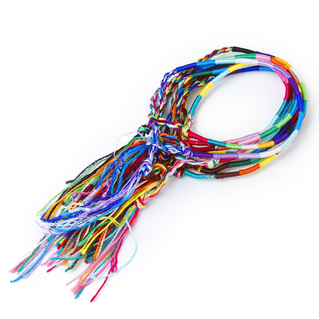 9 pulseras de hilo trenzado estilo Hippie de la Amistad pulsera del tobillo de la muñeca -- Color Radom