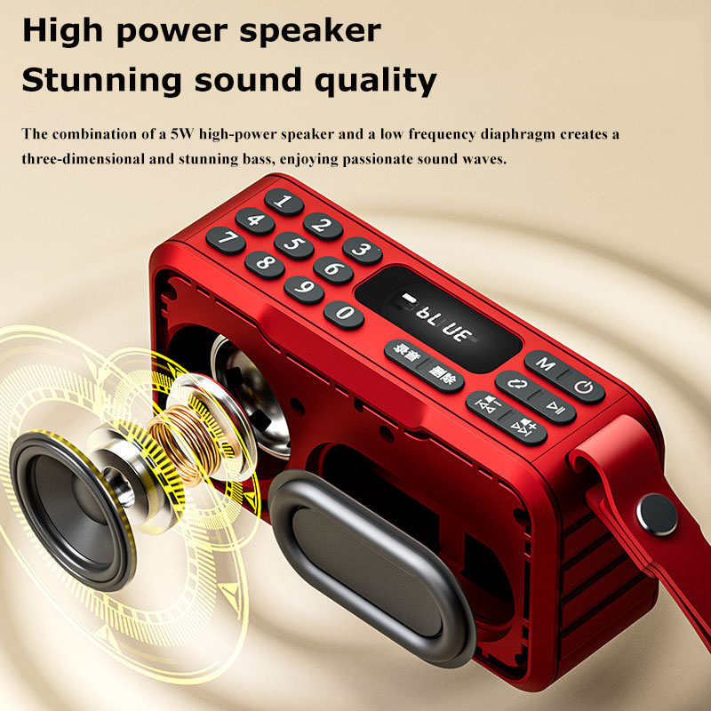 Radio FM portátil, minialtavoz Bluetooth, barra de sonido Hifi, Subwoofer, Walkman manos libres, reproductor de música, grabadora con micrófono