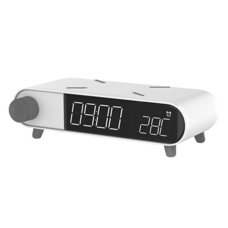 Wecker mit kabellosem ladegerät ksix retro weiß 10 w