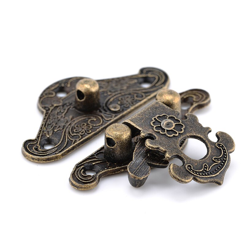 5 size Antique Decorative Latch Vintage Jewelry Wooden Box Hasp Buckle Pad Chest Lock Retro Furniture Hardware Accessories