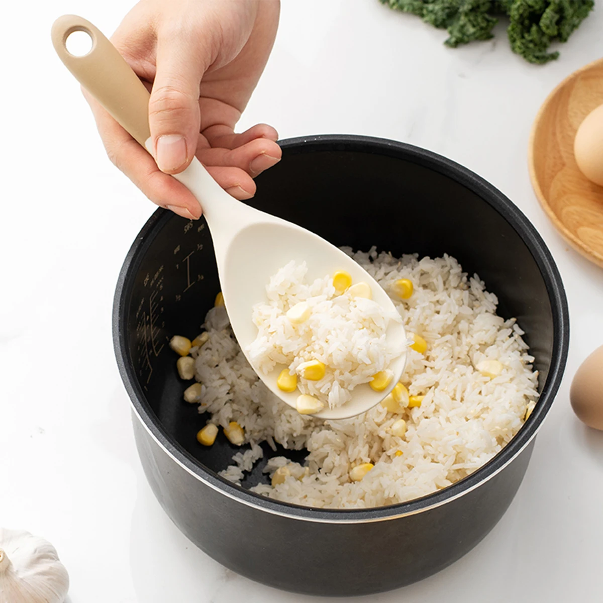 Juego de utensilios de cocina de silicona de 4 piezas con sartenes antiadherentes, espátula de silicona, cucharón de sopa, cuchara ranurada, herramientas de cocina para Cocina