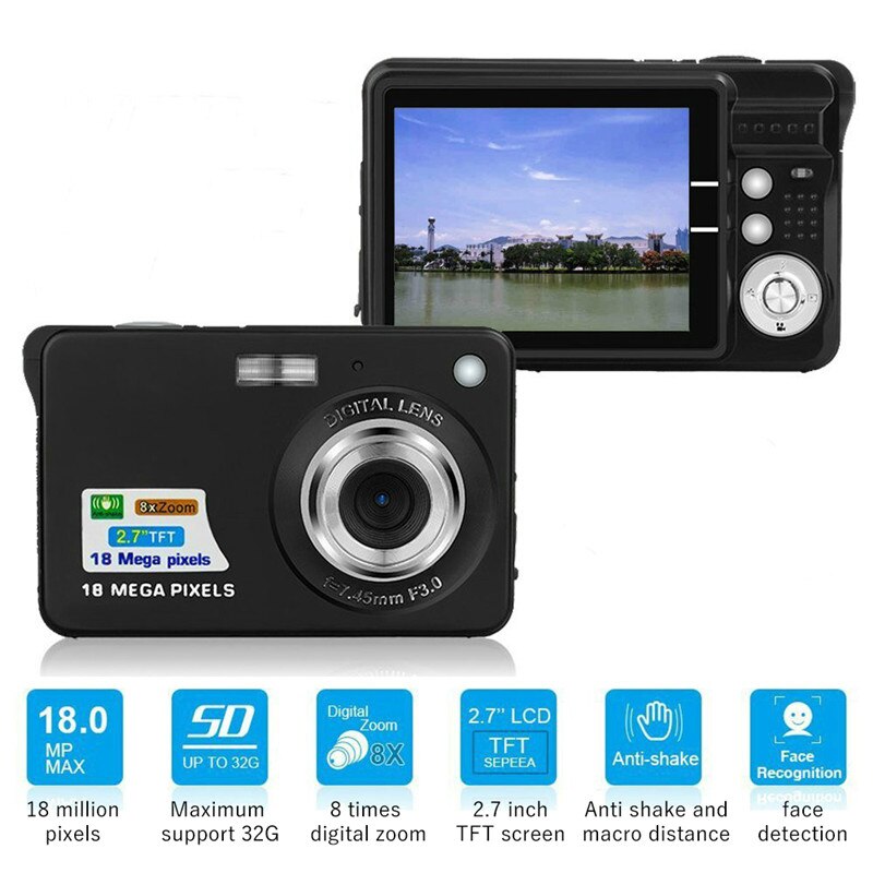 21 Mega Pixels 2.7&quot; LCD Rechargeable HD Digital Video Students Cameras-Indoor Outdoor for Adult/Seniors/Kids